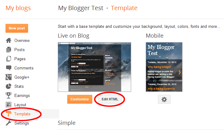 Blogger Template Section