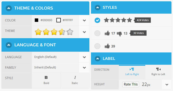 Rating-Widget Settings Preview